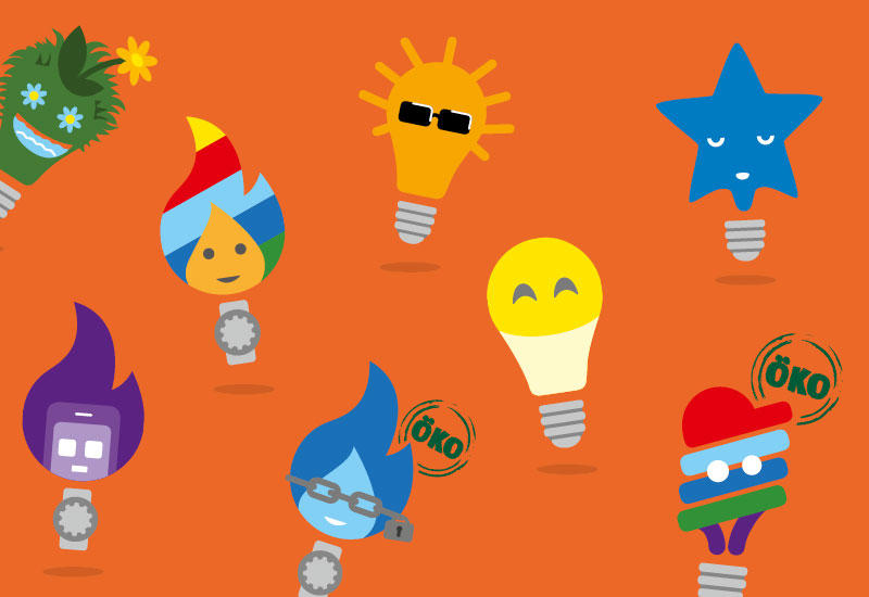 Bunte Icons der verschienden Energie-Tarife von Wien Energie