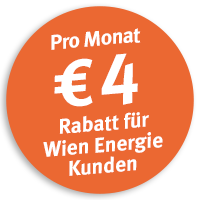 Pro Monat € 4 Rabatt für Wien Energie Kunden