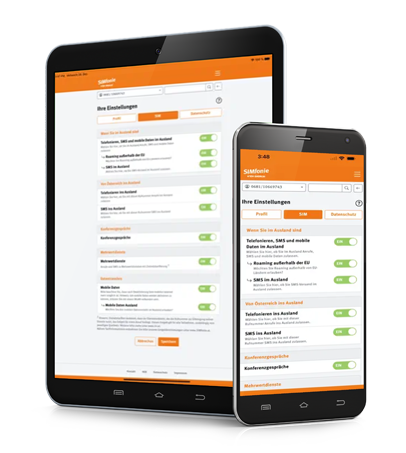 Handy und Tablet mit SIMfonie App